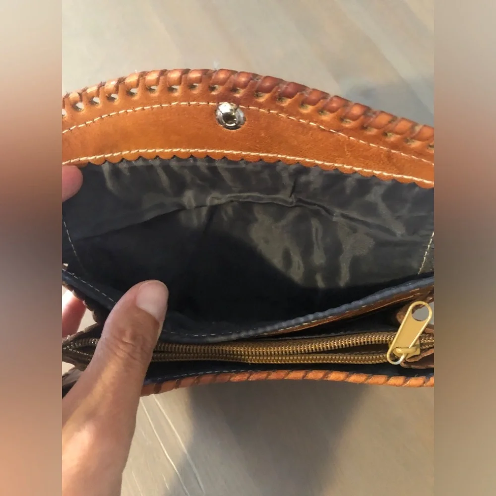 Brown Leather Floral Wallet